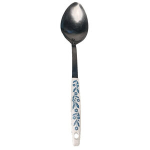 Blue Cornflower Utensils Stainless Steel Metal Serving Spoon Japan Vintage 1970s